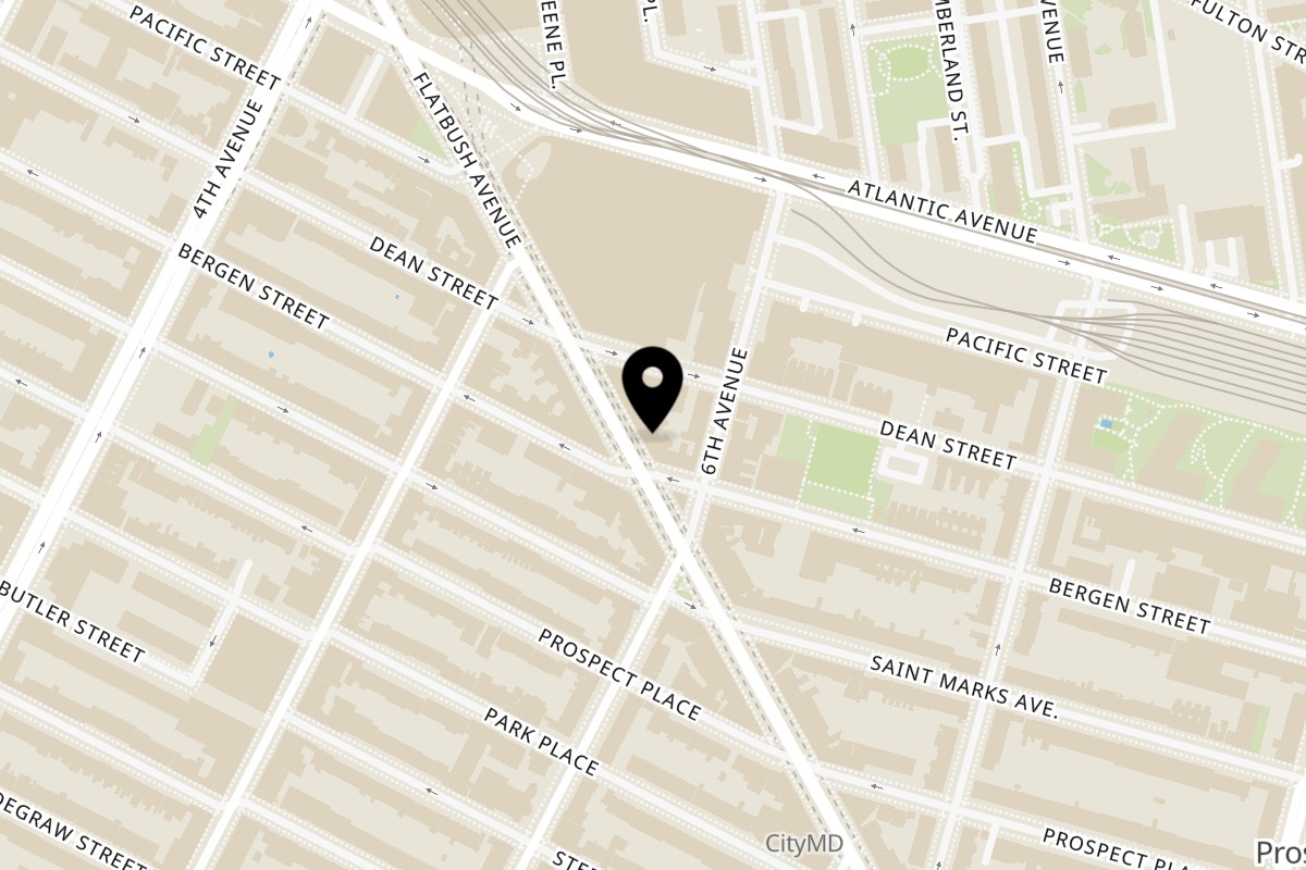 Map showing the location of Poké Bowl Station Barclays Center on 237 Flatbush Ave in Brooklyn