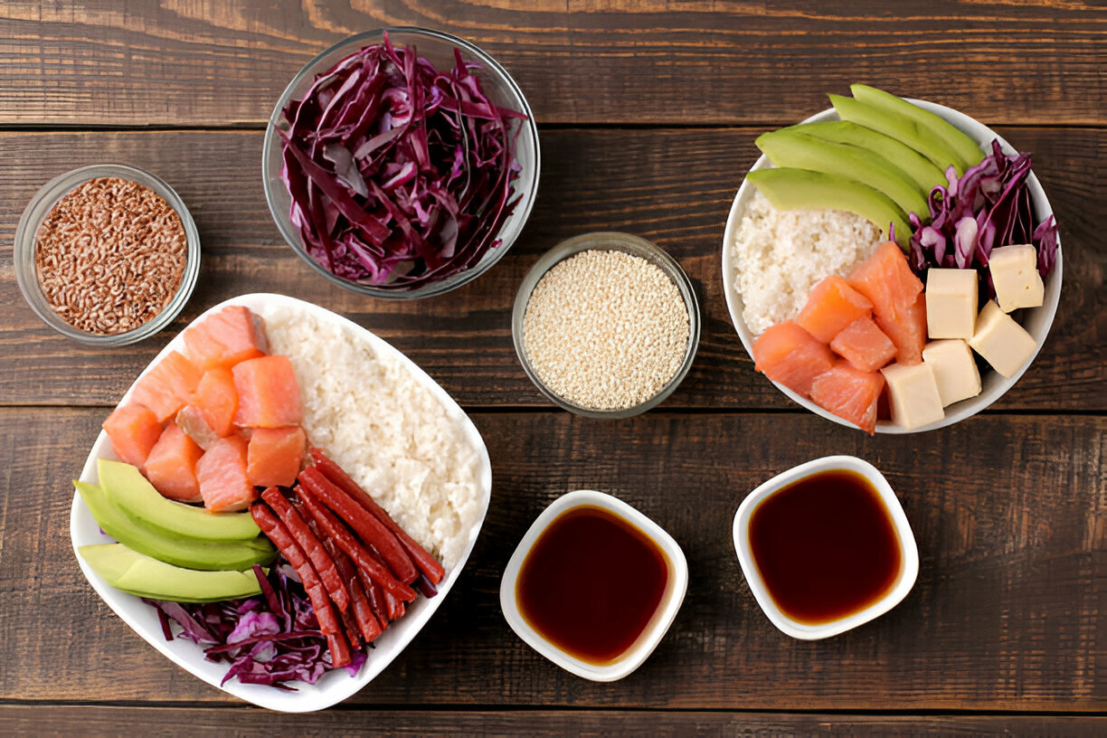 wasabi shōyu poke bowl sesame shōyu poke bowl